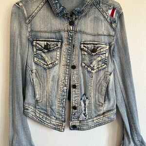 Fire Los Angeles Blue Jean Jacket Distressed Vintage Style